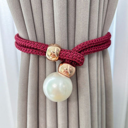 Luxurious White 2-Piece Pearl Curtain Tieback Set