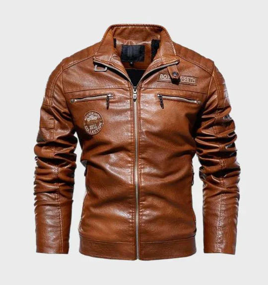 Classic Mens Leather Jacket Tough Modern Design - Olytrend