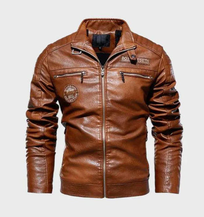 Classic Mens Leather Jacket Tough Modern Design - Olytrend