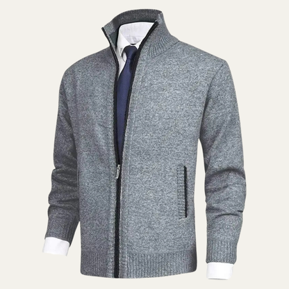 Warm Mens Full Zip Fleece Knit Cardigan Jacket