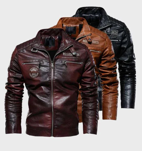 Classic Mens Leather Jacket Tough Modern Design