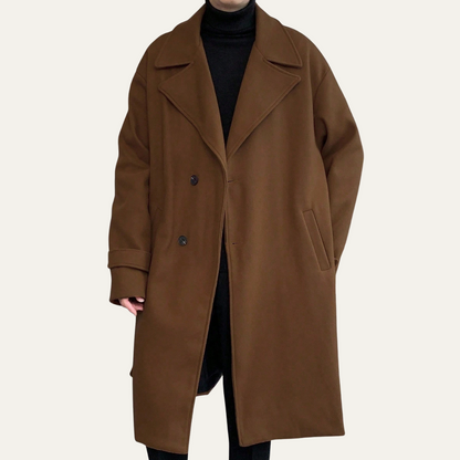 Classic Men's Camel Overcoat with Adjustable Belt