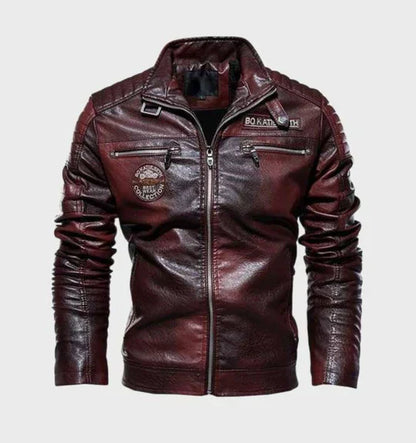 Classic Mens Leather Jacket Tough Modern Design