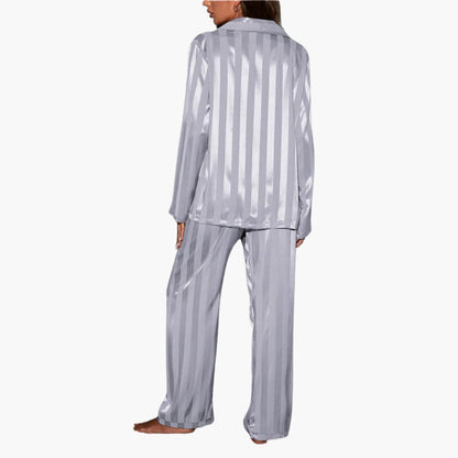 Ladies Soft Sleepwear Pajama Set with Buttons and Stripes