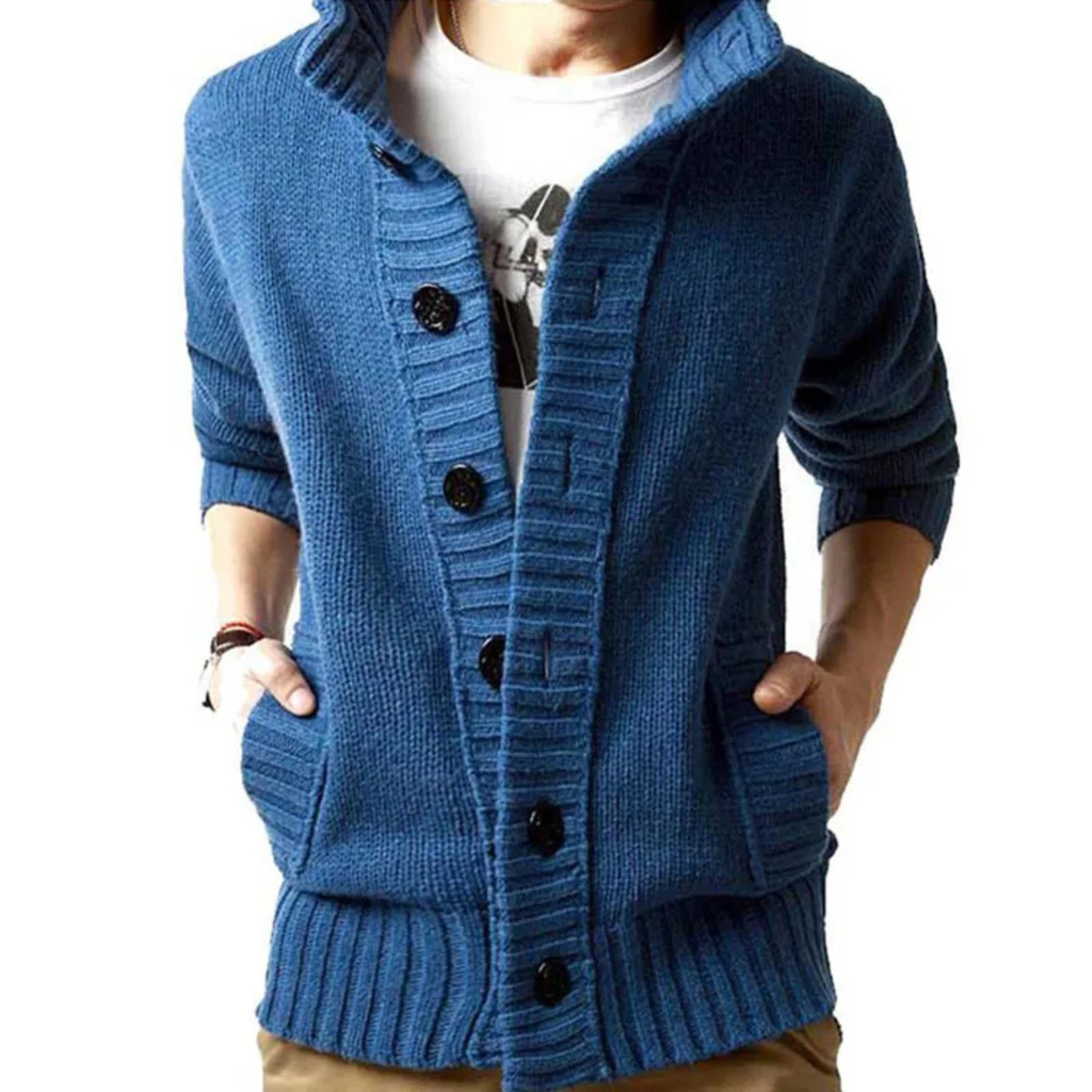 Thick Warm Men's Cable Knit High Neck Sweater