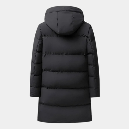 Warm Men's Long Padded Parka Jacket with Hood