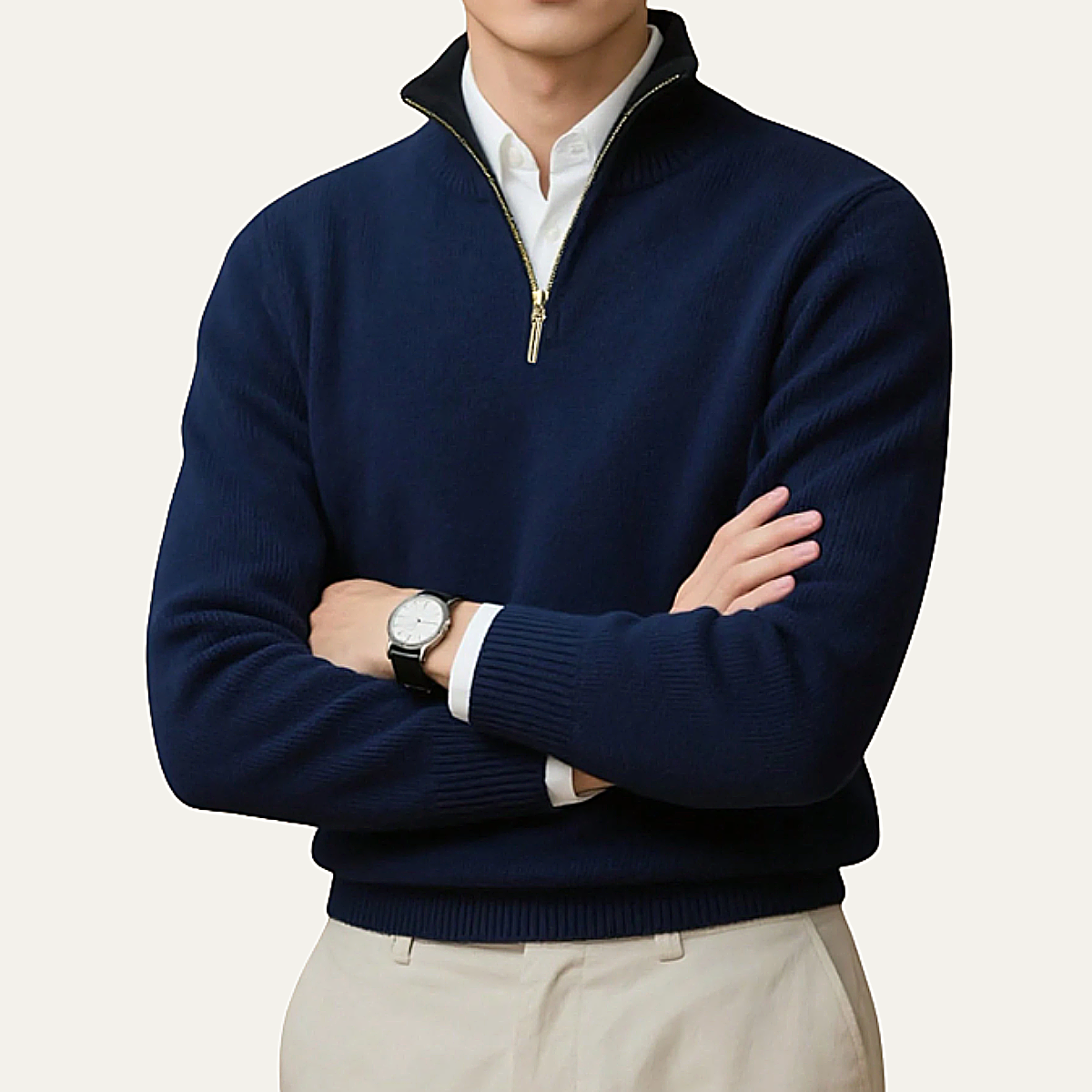 Warm Classic Men's Cashmere Half Zip Sweater