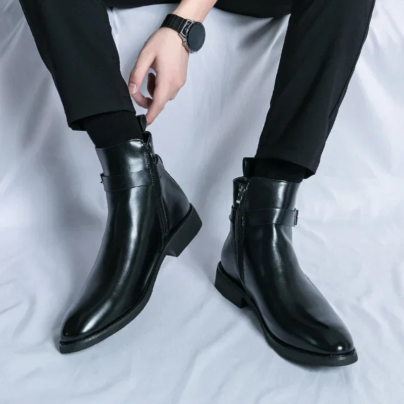 Smart Mens Leather Ankle Boots