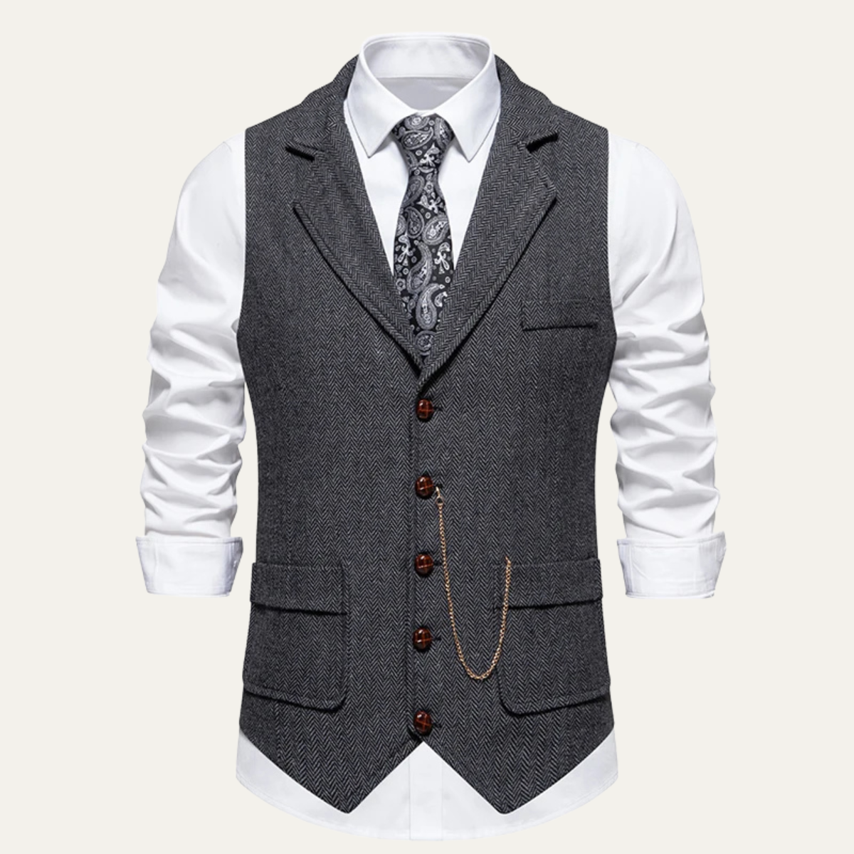Classic Men's Tweed Waistcoat with Chain - Nocini
