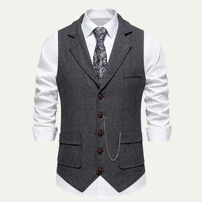 Classic Men's Tweed Waistcoat with Chain - Nocini