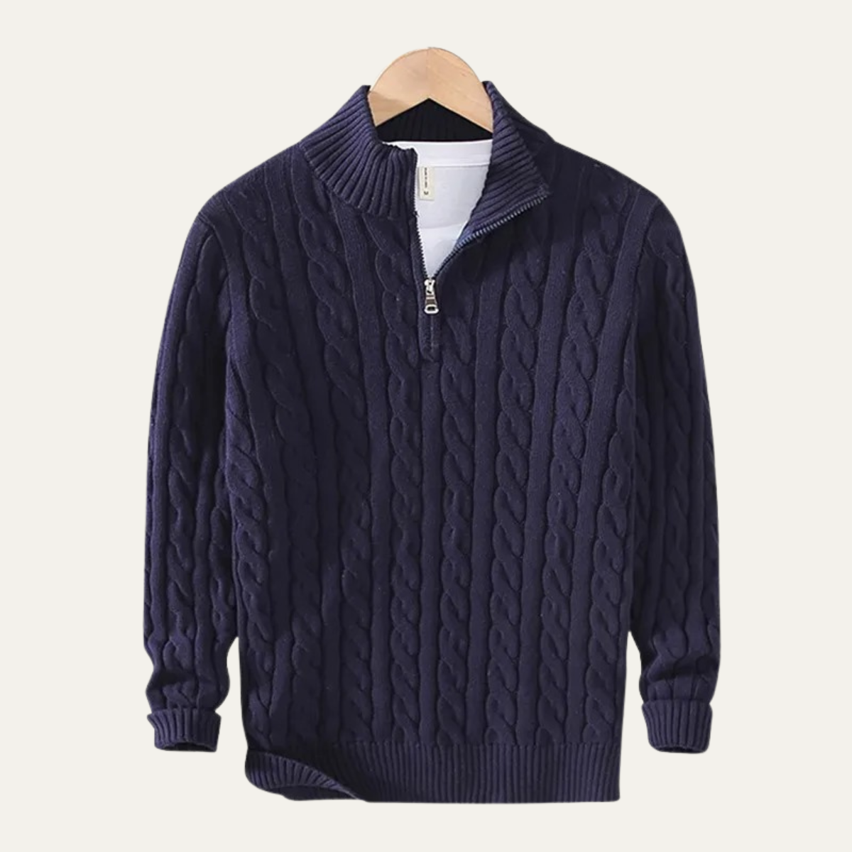 Cozy Mens Cable Knit Half Zip Cotton Sweater