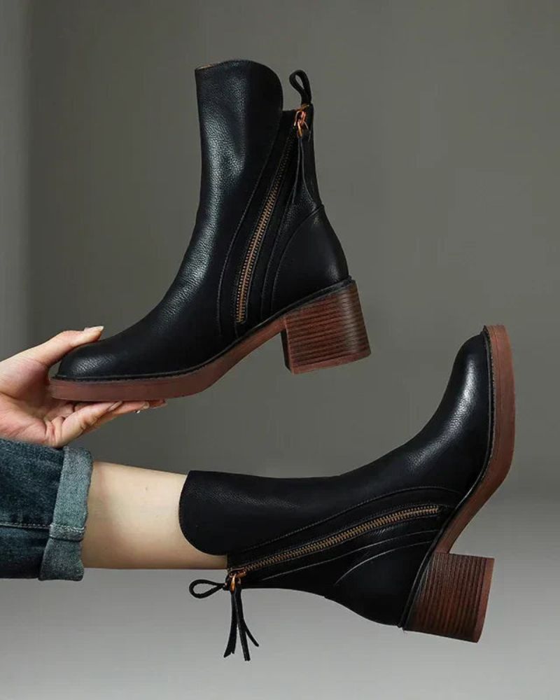Stylish Low Heel Ankle Boots - Olytrend