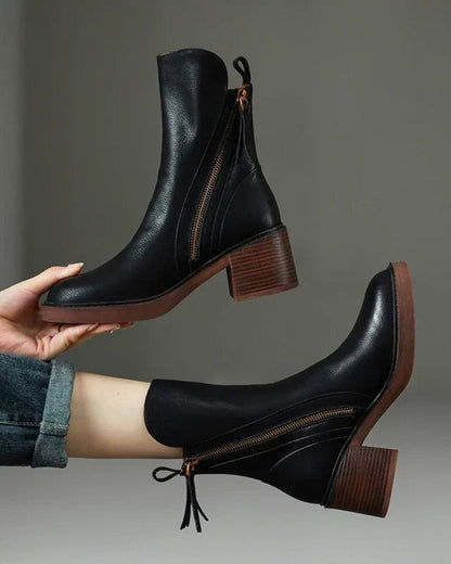 Stylish Low Heel Ankle Boots - Olytrend