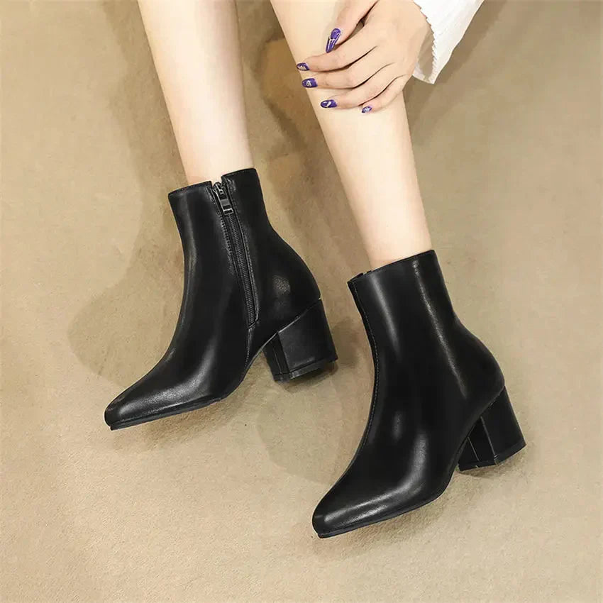 Elegant Women's Metallic Low Heel Boots
