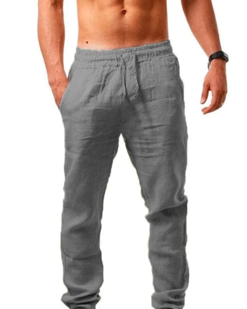 Comfortable Mens Cotton Pants Elastic Waistband