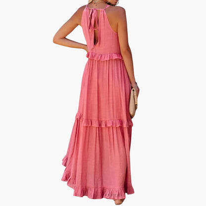 Flowy Long Dress for Women, Lightweight Ruffle Style