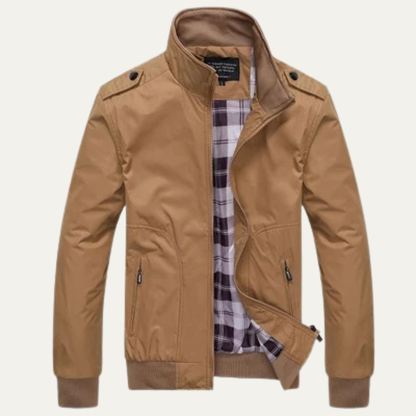 Slim Fit Men's Bomber Jacket with Stand Collar