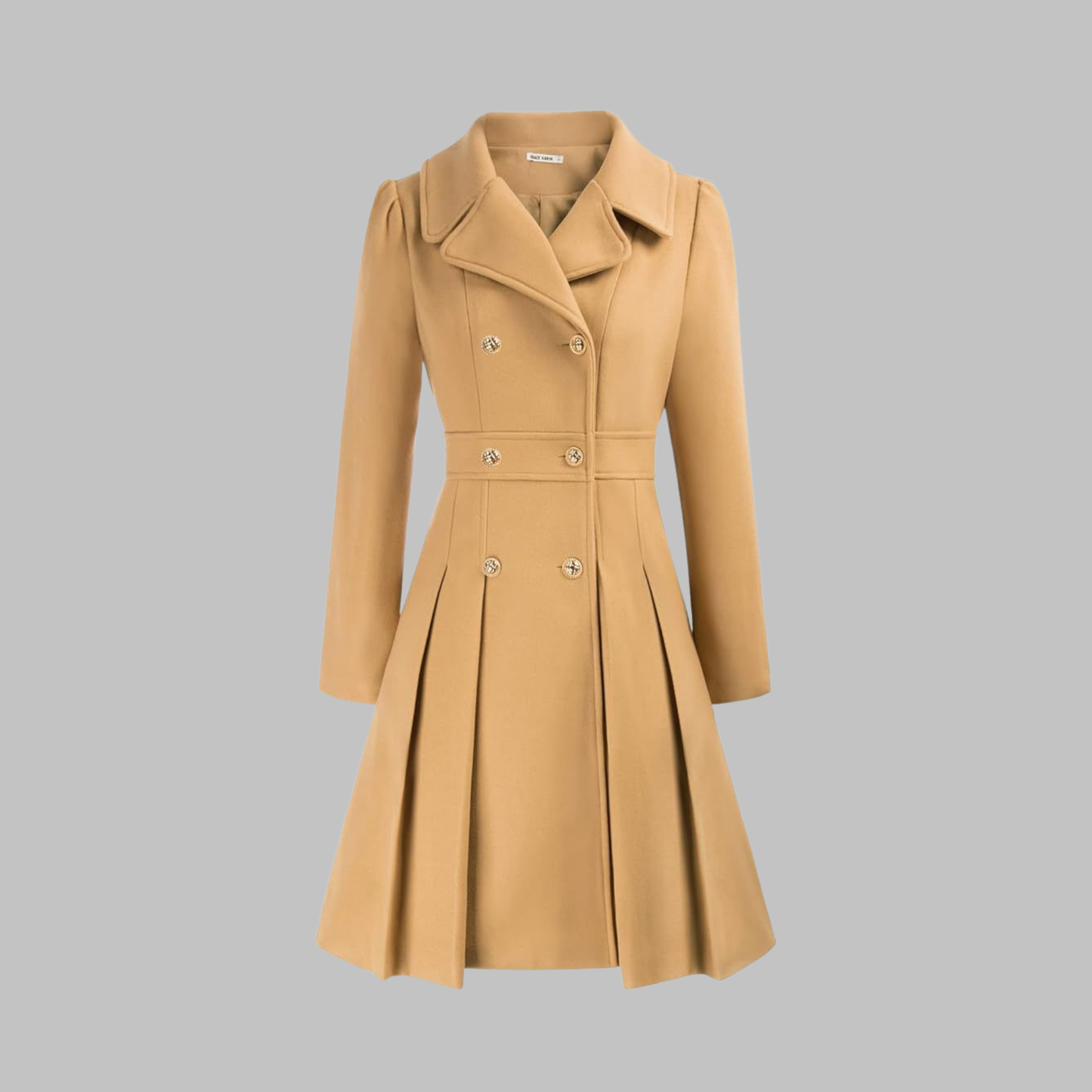 Elegant Double Breasted Long Coat