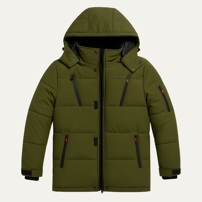Warm Men's Hooded Puffer Parka with Zip Pockets - Nocini