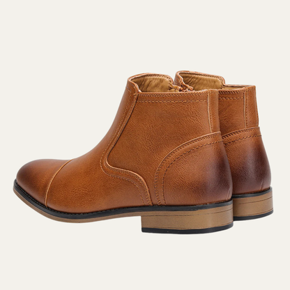 Stylish Men's Leather Side Zip Ankle Boots