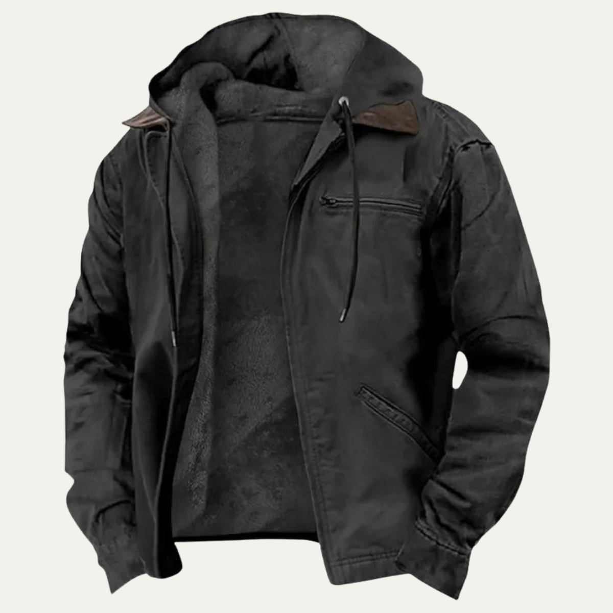Warm Water Resistant Men's Fleece Hooded Jacket - Nocini