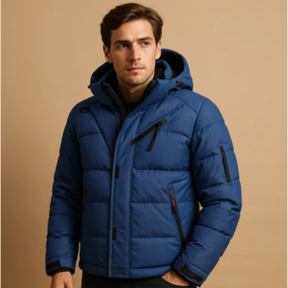 Insulated Men's Puffer Parka Coat with Removable Hood