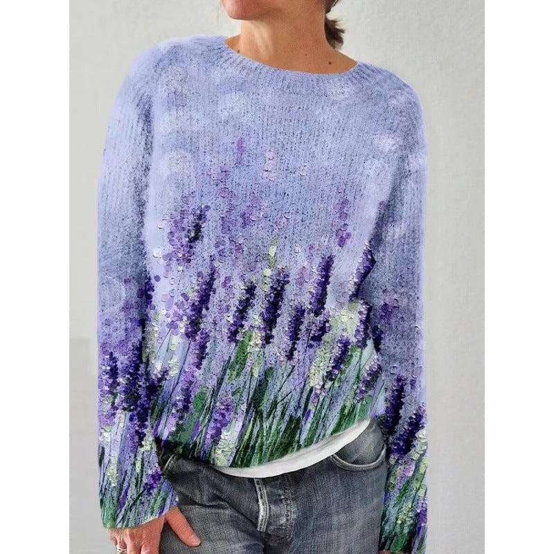 Cozy Women's Floral Crew Neck Sweater - Nocini
