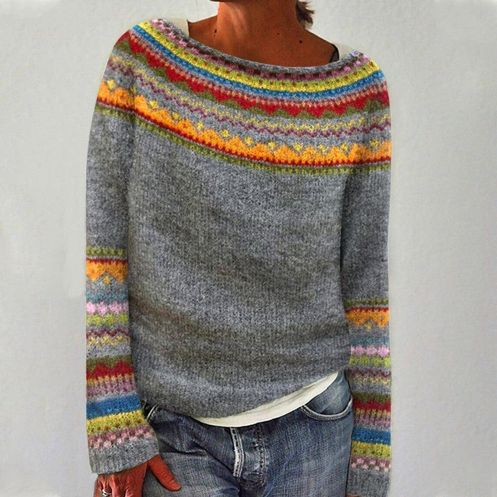 Cozy Women's Striped Crew Neck Sweater