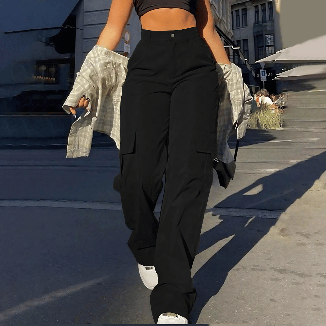 Comfortable High Rise Cargo Pants - Olytrend