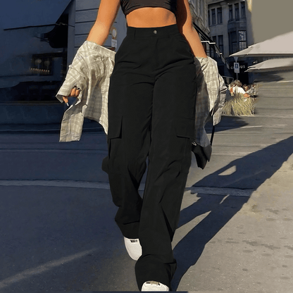 Comfortable High Rise Cargo Pants - Olytrend