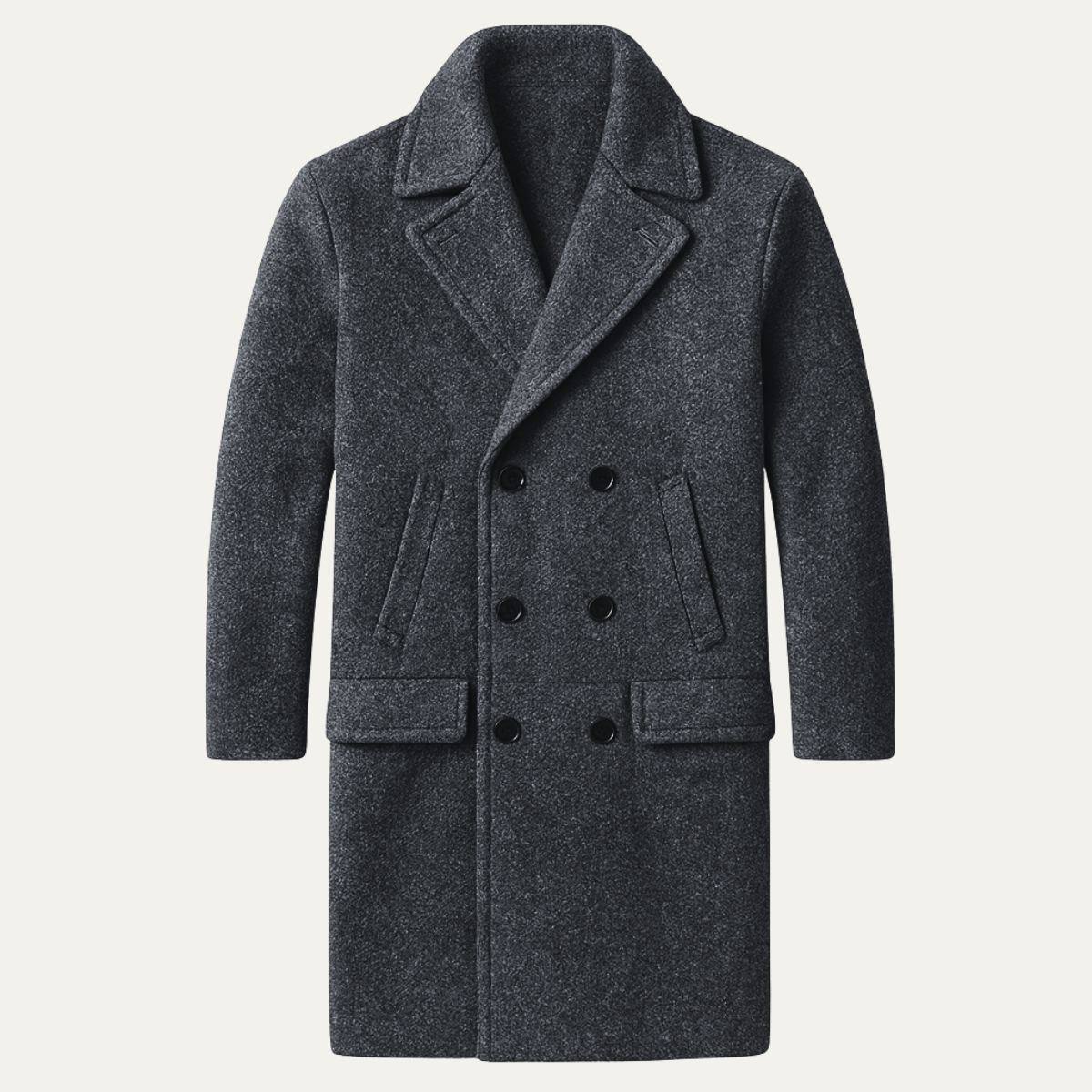 Classic Men's Wool Pea Long Warm Overcoat - Nocini