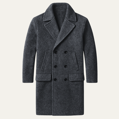 Classic Men's Wool Pea Long Warm Overcoat - Nocini