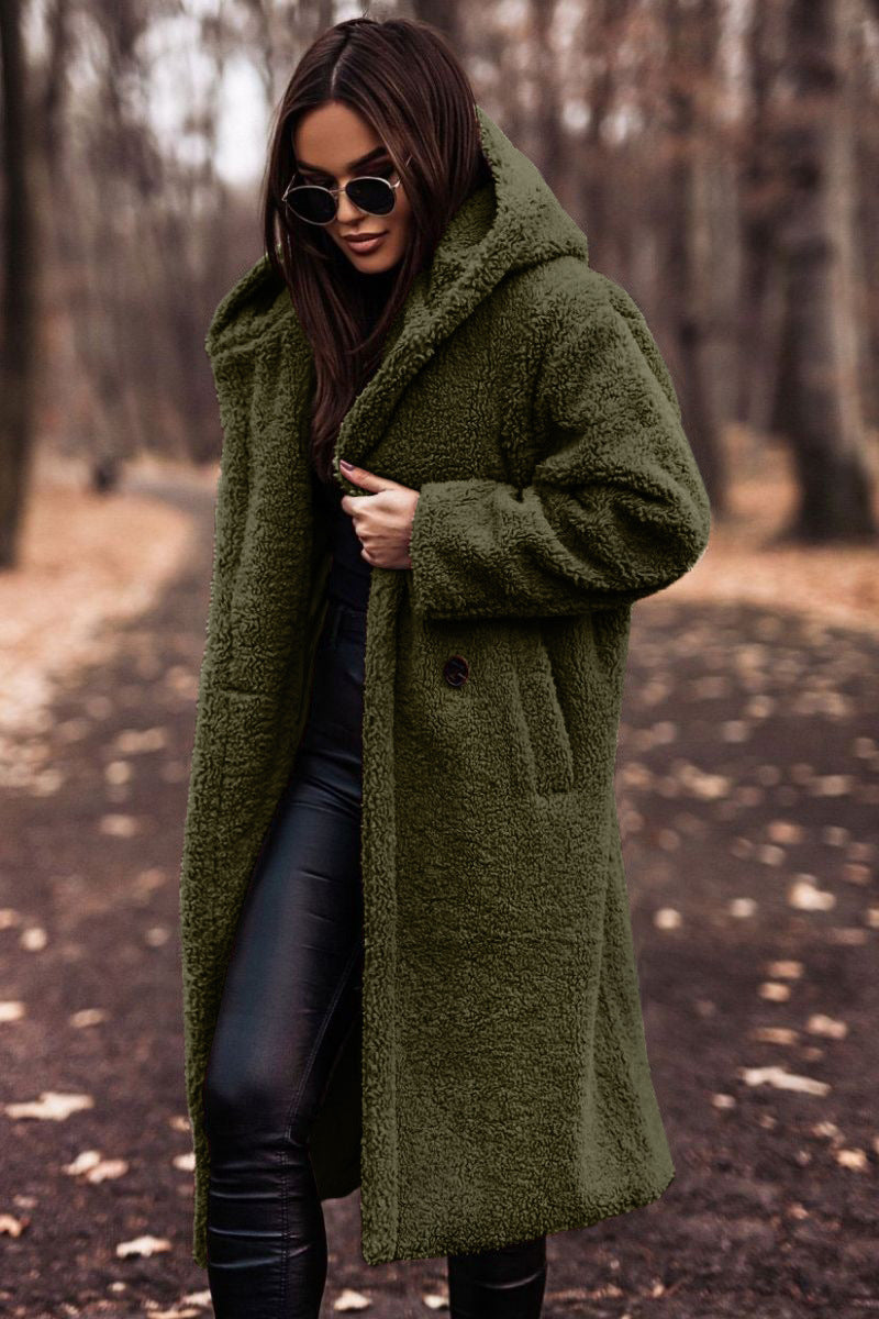Soft Women's Casual Mid-Length Hooded Jacket