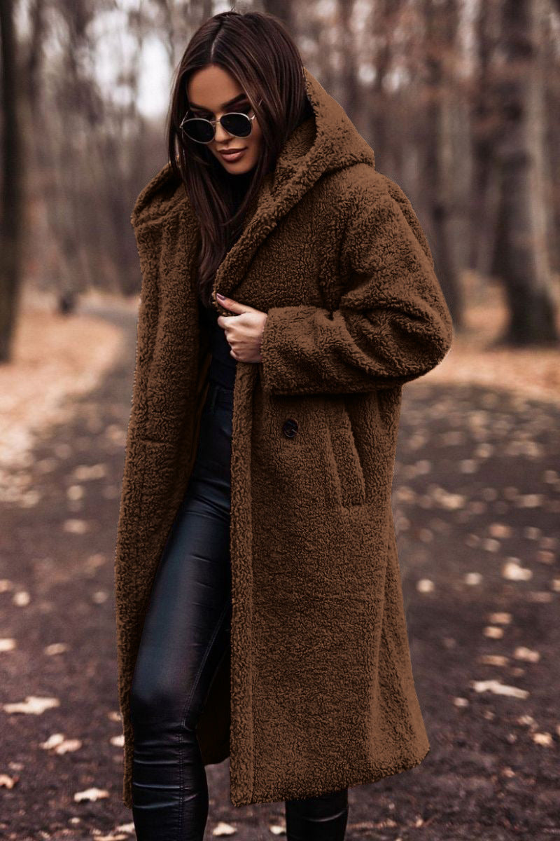 Soft Women's Casual Mid-Length Hooded Jacket