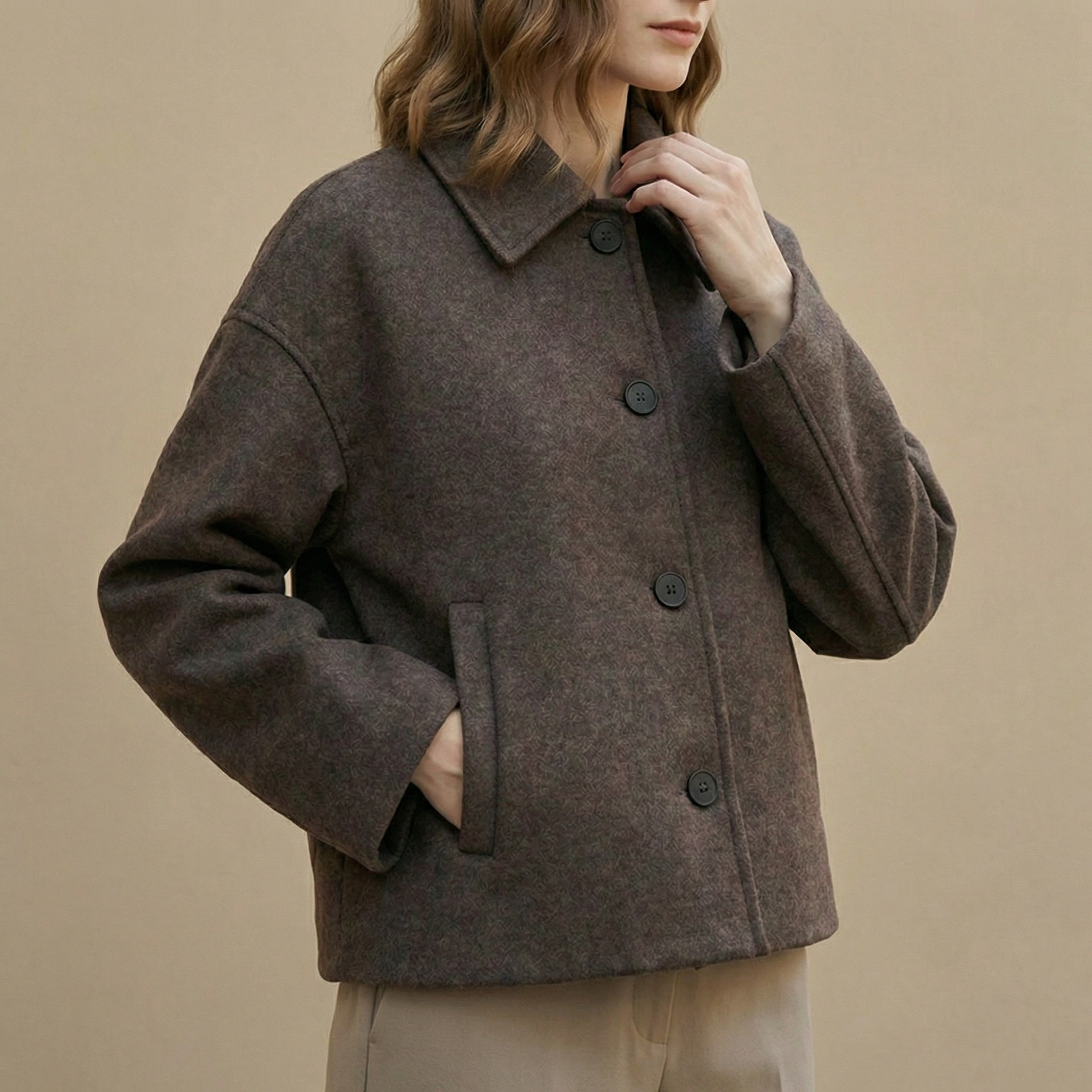 Relaxed Fit Collared Jacket for Women – Cozy & Practical Everyday Wear Caliboot