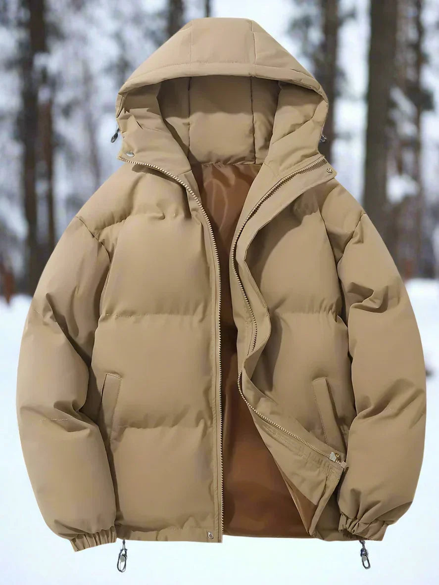 Men's Insulated Puffer Jacket with Hood and Zip - Nocini