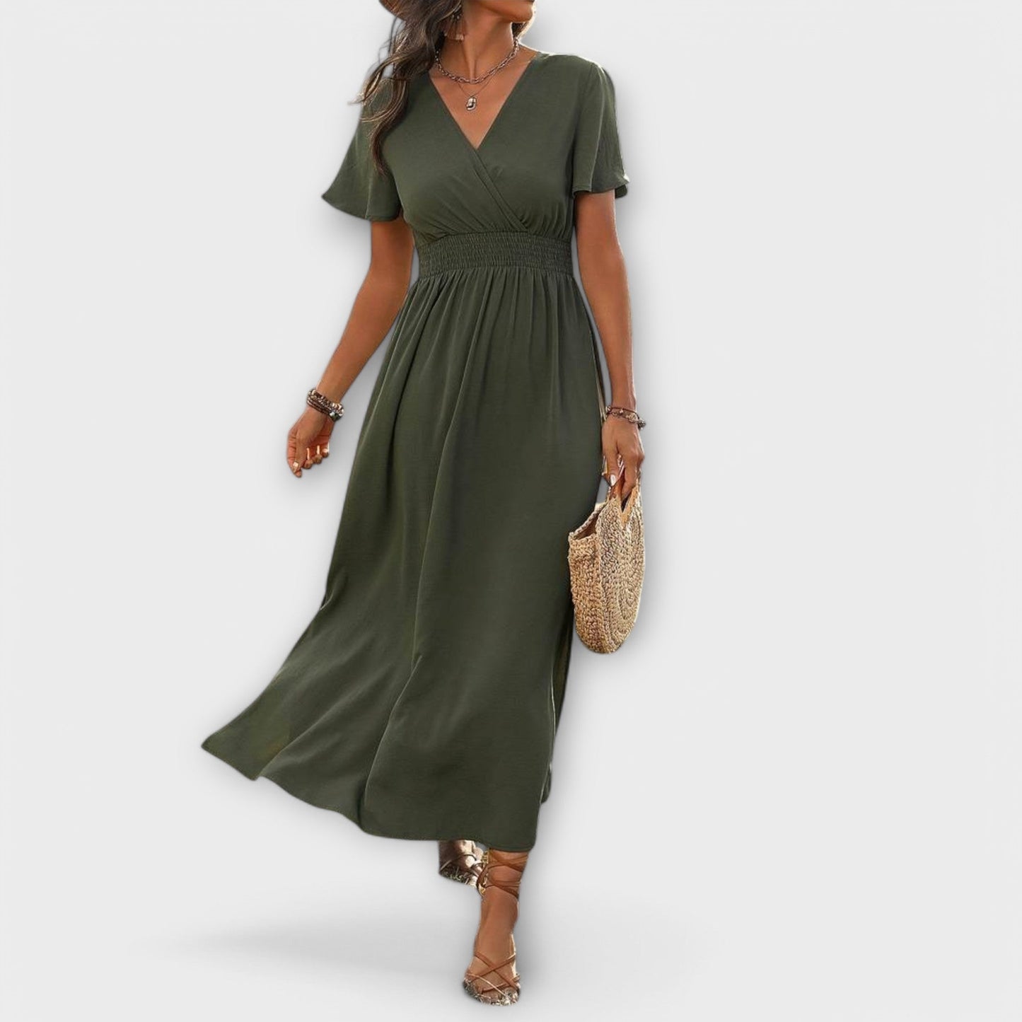 Chic Floral V-Neck Maxi Dress for Women