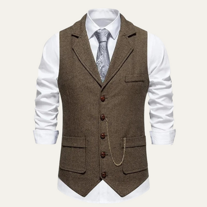 Traditional Mens Wool Tweed Waistcoat - Nocini