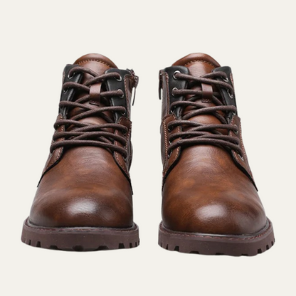 Tough Leather Military Style Ankle Boots