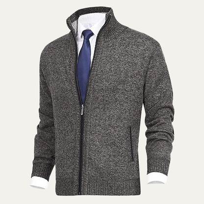Warm Mens Full Zip Fleece Knit Cardigan Jacket
