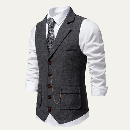 Classic Men's Tweed Waistcoat with Chain