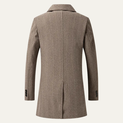 Classic Men's Wool Herringbone Tweed Coat