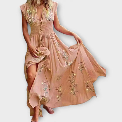 Vibrant Embroidered Festival Maxi Dress