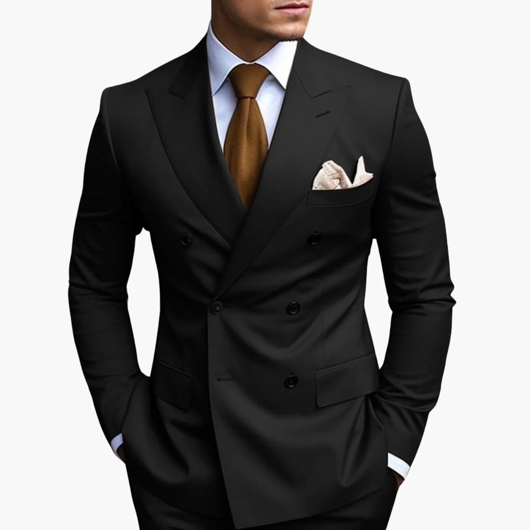 Classic 2 Piece Suit with Peak Lapels and Buttons