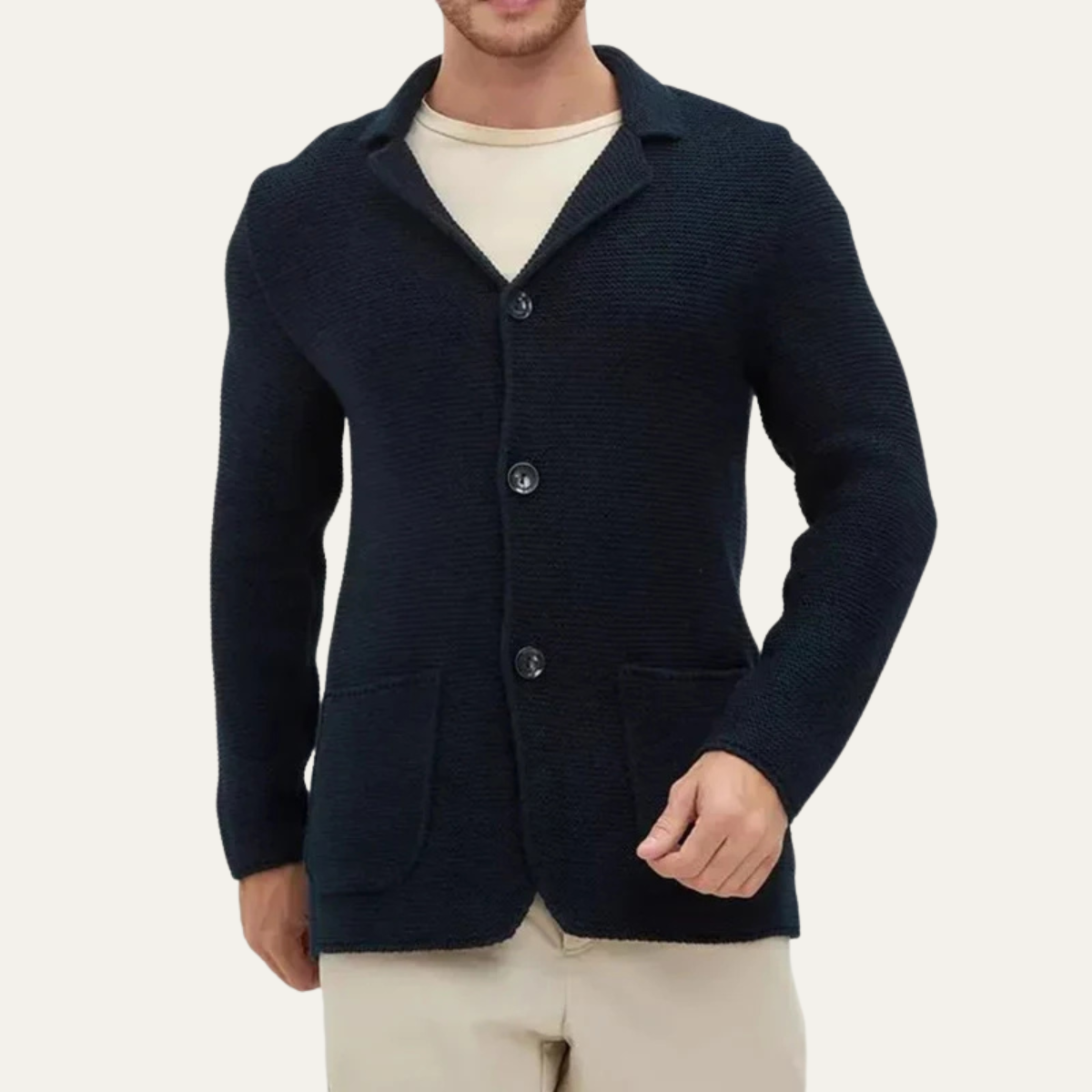 Cozy Men's Knit Button Front Cardigan Sweater