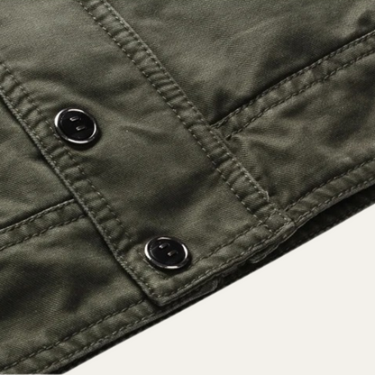 Stylish Men's Cotton Cargo Jacket with Multiple Pockets
