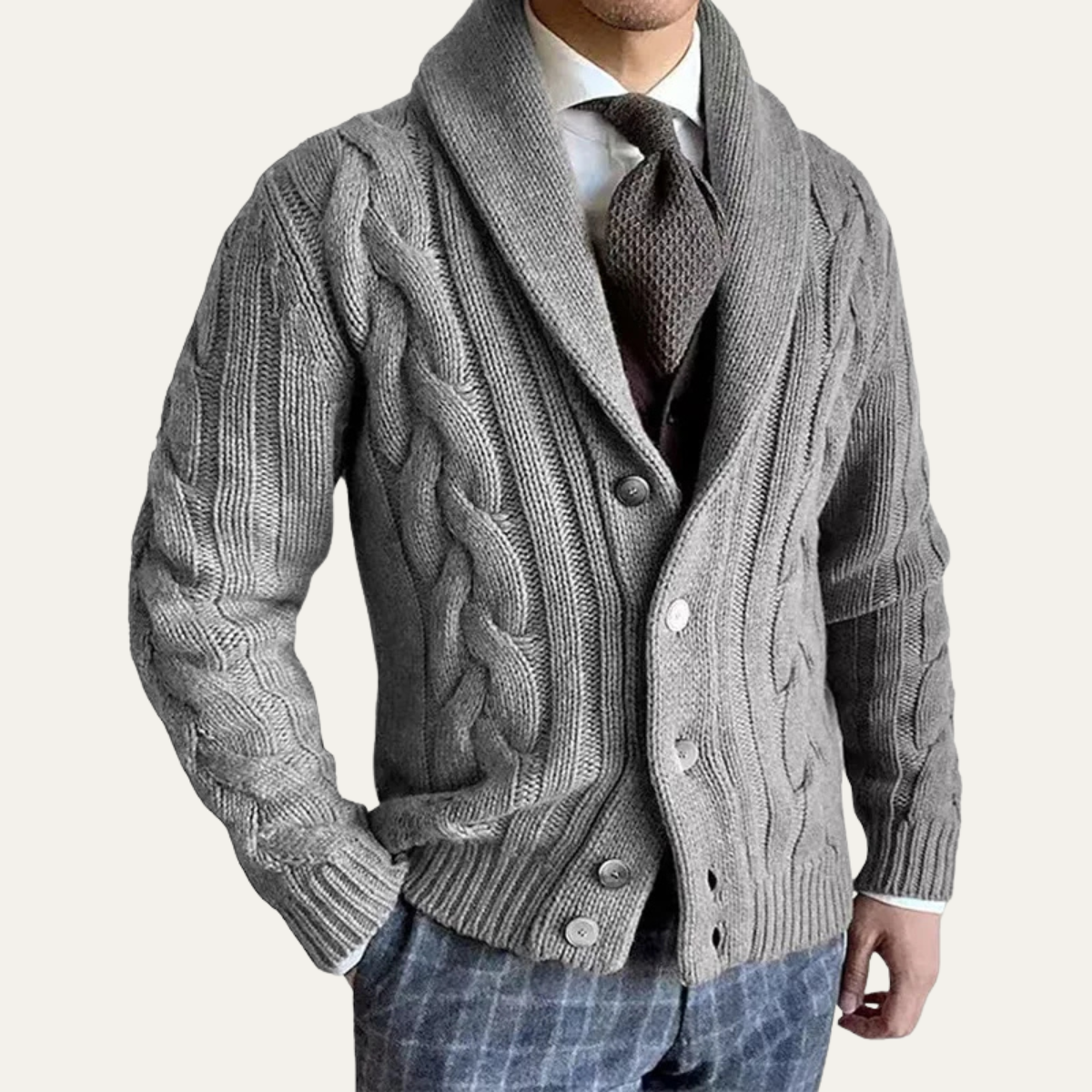 Cozy Men's Cable Knit Button Cardigan Sweater