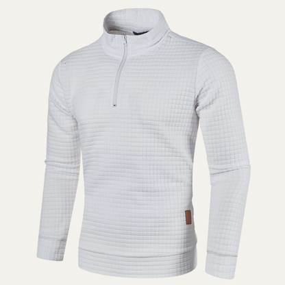 Slim Fit Men's Breathable Quilted Zip Sweater