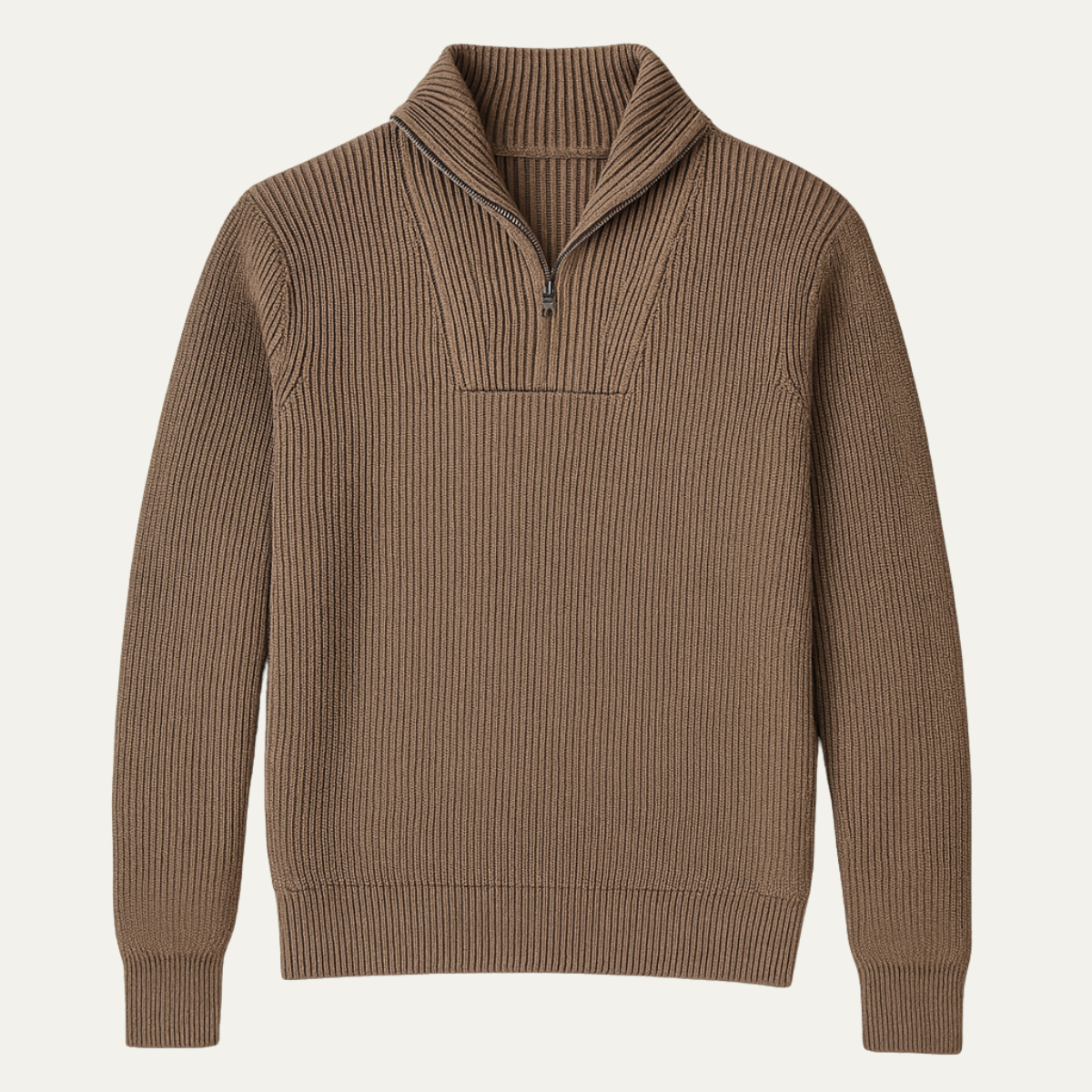 Classic Men's Textured Zip Neck Pullover Sweater - Nocini