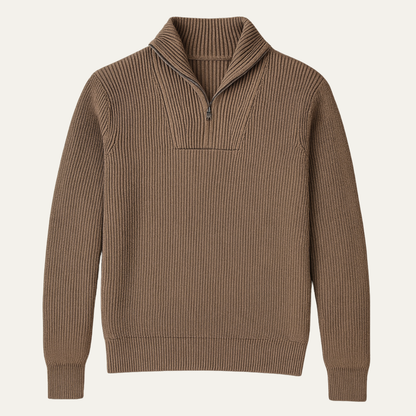 Classic Men's Textured Zip Neck Pullover Sweater - Nocini